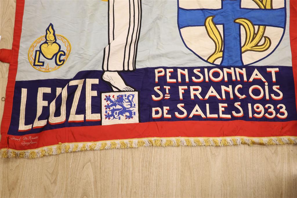 A 1933 French silk banner, 168cm long